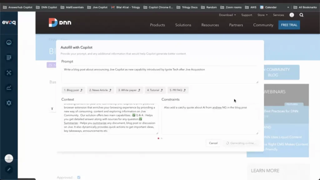 Beyond Traditional CMS: Exploring the Capabilities of DNN AI CoPilot.